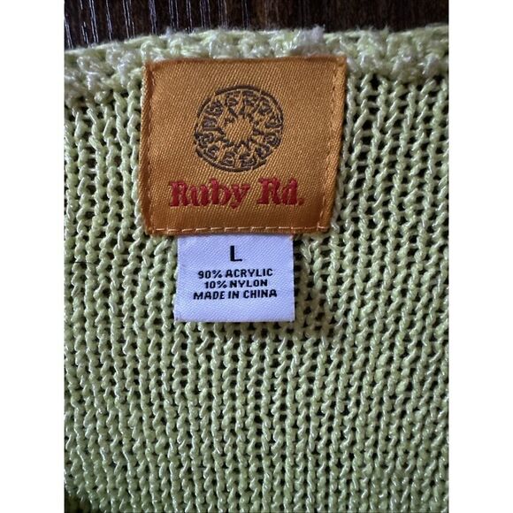 Womens Ruby Rd Pullover Sweater Knitted Top Lime Green Large CUTE! Sequins - Picture 6 of 6